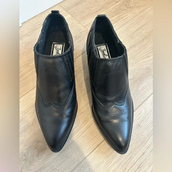 Y2K Zodiac Western Point Toe Shootie Bootie 8 Black Suede Leather Ankle Boot - Picture 3 of 9